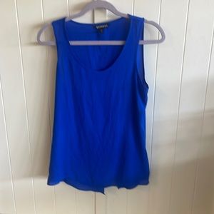 Blue split back blouse.